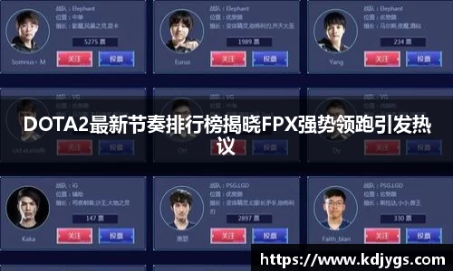 DOTA2最新节奏排行榜揭晓FPX强势领跑引发热议